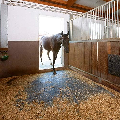 American Floor Mats - Heavy Duty Stall Tiles - Stable/Horse Tiles - Thick, Durable Rubber Flooring Solid Black 12' x 20' Set 3/4" Thick (60 Tiles Total)