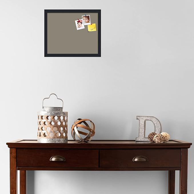 PinPix 16x13 Inch Cork Bulletin Board. This Decorative Framed Pin Board Comes with Pewter Design and a Satin Black Frame. Ideal for Home Office Decor or Message Board (PinPix-1812)