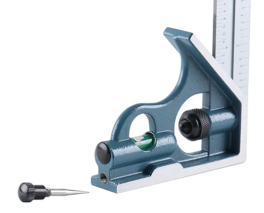 Accusize Industrial Tools 6'' 3 Pc Combination Square Ruler Set Protractor Satin, 4-R Graduation, 0000-8100