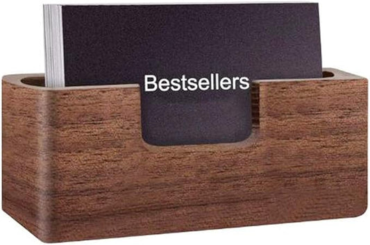 Wood Business Card Holder, Tabletop Walnut Name Card Holder, Office Desktop Wooden Business Card Stand, 50 Cards