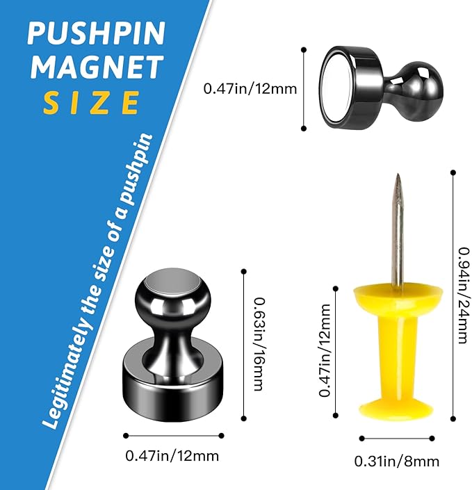 10Pack Fridge Magnet Adults Refrigerator Magnets Strong Metal Whiteboard Magnets Small Round Magnets Set for Fridge Whiteboard Locker Dry Erase Board in Kitchen Office Home Black