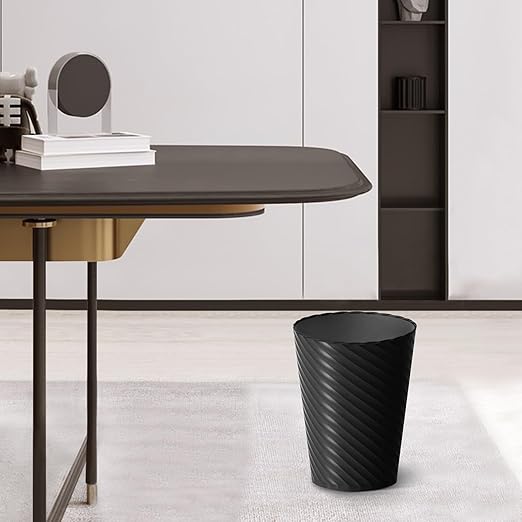 Bathroom Trash Can, 3 Pack 1.8 Gallons Small Trash Can with Trash Bags, Bathroom Garbage Can, Plastic Trash Bin, Round Waste Basket for Bedroom, Office, Kitchen, Room, Compact Space (Black)