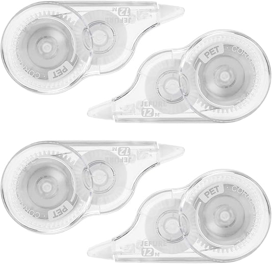 4 Pcs 39.4 Ft Correction Tape, Tear-Resistant Tape Bulk for School, Office, Note Taking, Journal (Tape Width 0.2 in, Clear)