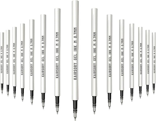 Black Gel Pens, Retractable Gel Ink Refills Bulk for Twist Pens, Fine Point 0.7mm Ink, Smooth Writing Retractable Click Refills(15 Pcs Black Ink-0.7mm)