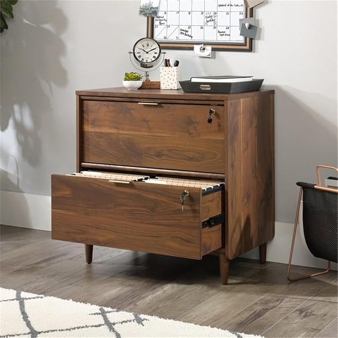 Pemberly Row 2 Drawers 30.28" Vertical Walnut Engineered Wood Filing Cabinet Lockable Easy Assembly Stationary Legal/Letter Size for Home, Office