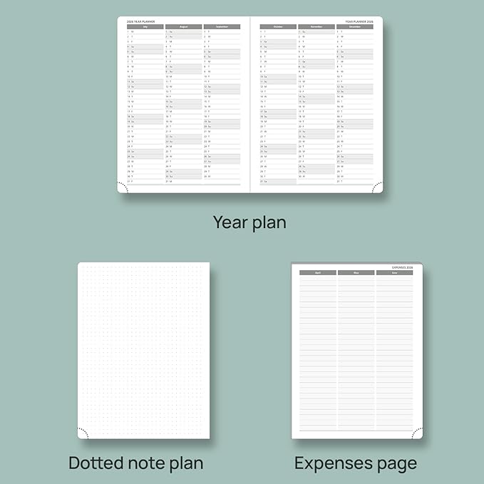 POPRUN Planner 2025-2026, (Medium 6.5'' x 8.5'' Hard Cover) Academic Calendar (July 25-June 26) Daily Weekly and Monthly Appointment Book with Hourly Time Slots, Monthly Tabs, 100 GSM - Navy Blue