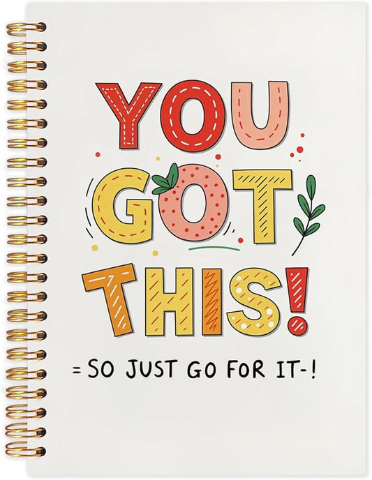 SNNDER You Got This Spiral Notebooks, Inspirational Journaling Notebook for Women Men, Motivational Journals for Writing, Beige Notebook for Note Taking, Employee Gifts Notebopoks, 5.5x8.3 Inch