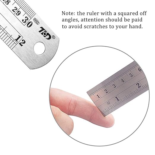 ZZTX Metal Straight Edge Ruler Set - Stainless Steel 6 Inch, 12 Inch, 16 Inch - Bulk Set of 3