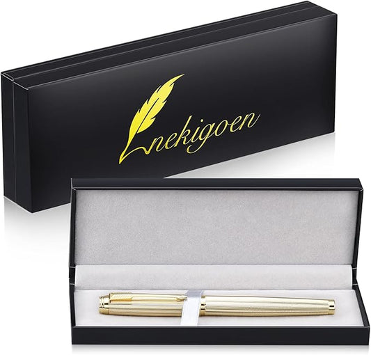 Rollerball Pen for Men Women Luxury Metal Executive Pens Home Office Use with Black Ink 0.7mm G2 (Luxury Gold)