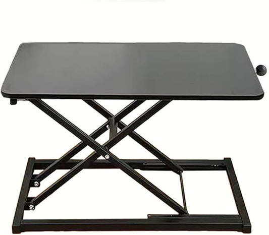 Standing Desk Converter Height Adjustable, Stand up Desk Riser, Easy Lift Height Converter Computer Workstations Home Office Study Room Portable Small Table Black Size 23.6 Inch C