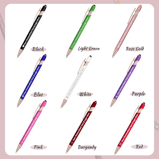 STREADVE 150 Personalized Custom Pens Engraved Writing Pen with Name Logo, Customized Promotional Items Stylus Pen Gifts for Communion Wedding Men Women Realtor Business, White