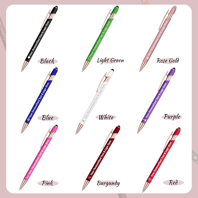 STREADVE 300 Personalized Custom Pens Engraved Writing Pen with Name Logo, Customized Promotional Items Stylus Pen Gifts for Communion Wedding Men Women Realtor Business, Deep Red