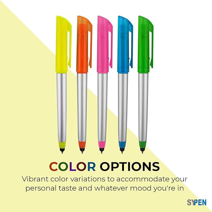 Personalized Pens with Highlighter and Stylus -250 Pack Bulk-Free Imprint - 3 In Highlighter, Ballpoint Pen, and Stylus Combo- add Custom Business Name, Logo or Gift Message- Green