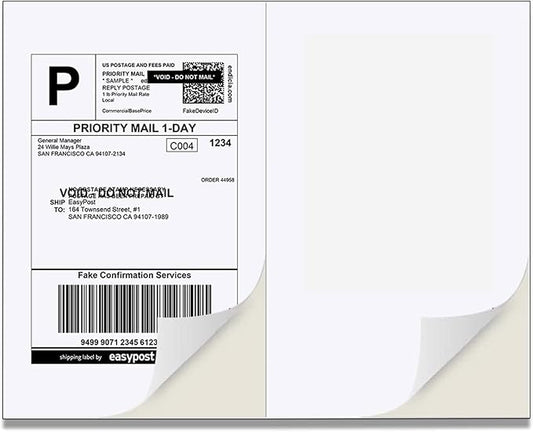 BESTEASY 16000 Half Sheet Self Adhesive Shipping Labels, Laser/Ink Jet White Blank Shipping Labels 8.5" x 5.5" Address Labels (8000 Sheets Total 16000 Labels)