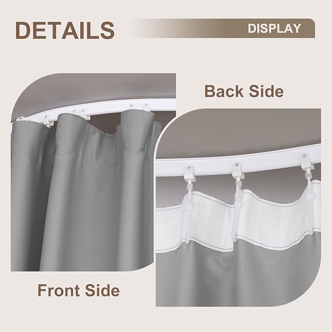 Room Divider Curtains & Flexible Bendable Tracks Set,Privacy Dividers Ceiling Track Curtain Window Blackout Curtains for Living Room Bedroom (W150 × H108 in 1 Panel Grey Drape & White Rail)