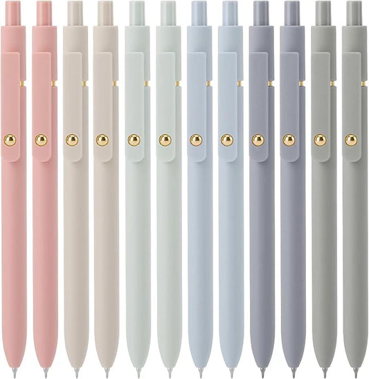 Ddaowanx Gel Pens,0.5mm Quick Dry Black Ink Pens Fine Point Smooth Writing Pens, Cute Office School Supplies Gifts for Women (24 Pcs Morandi-Black Ink)