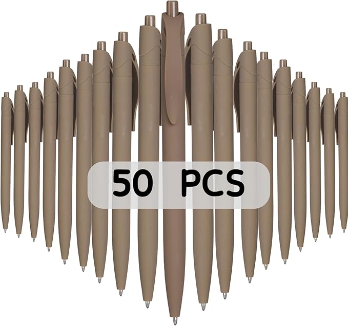 BallPoint Pens, 50 Pack (BLACK Ink),Bulk Pens, Brown Coffee Barrel,Click Pens for Office Home and School, Retractable Ballpoint Pens, Medium Point, 1.00MM (Brown/Coffee)
