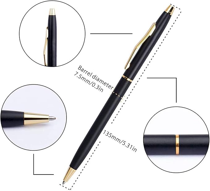 Cambond Black Pens Ballpoint Pen - Bulk Black Ink 1.0 mm Medium Point Smooth Writing for Men Women Police Uniform Office Business, 20 Pack (Black)