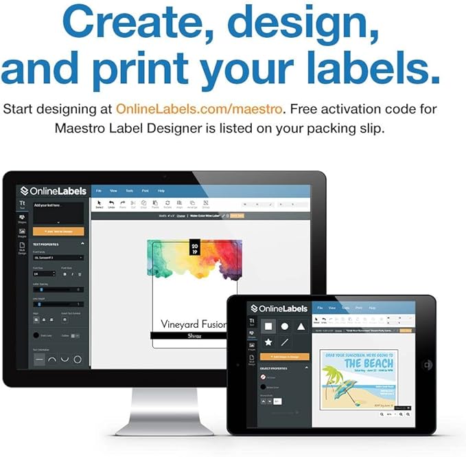 4 x 5 Rectangle Mailing Labels - Permanent, White Matte - Shipping, Wine, Product - Pack of 1,000-250 Sheets - Inkjet/Laser Printers - Online Labels