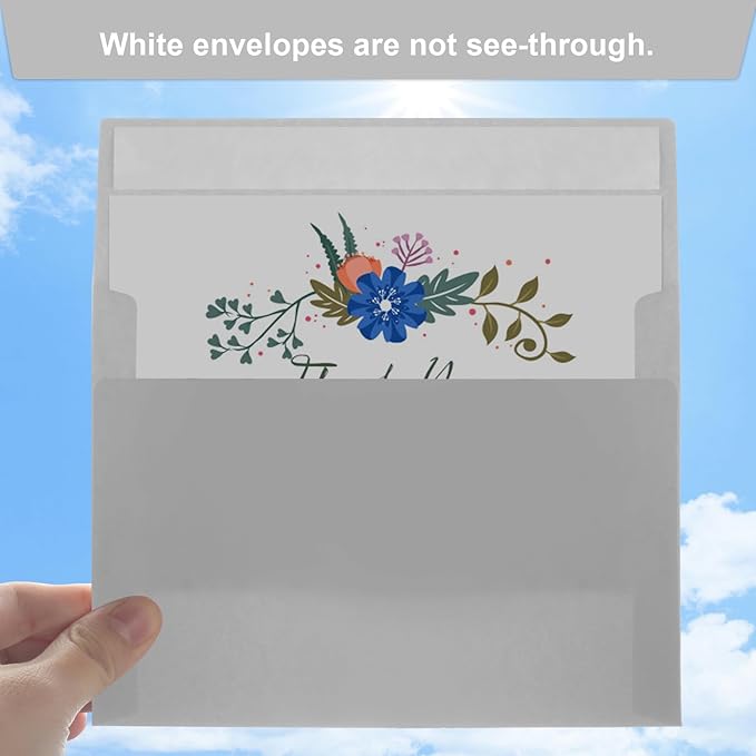 50 Packs 5x7 Dark Gray Envelope, Gray Envelopes 5x7, Dark Gray Invitation Envelope, Envelopes Self Seal for Weddings, Invitations, Photos, Greeting Cards, Mailing (Light grey)