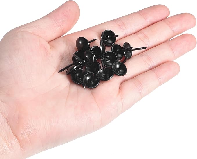 uxcell Upholstery Tacks Nail Pins Furniture, 25Pcs 11x17mm Thumb Tack Pins Assortment Kit Carbon Steel for Home Sofa DIY Decorative Nail Heads Nails, Black