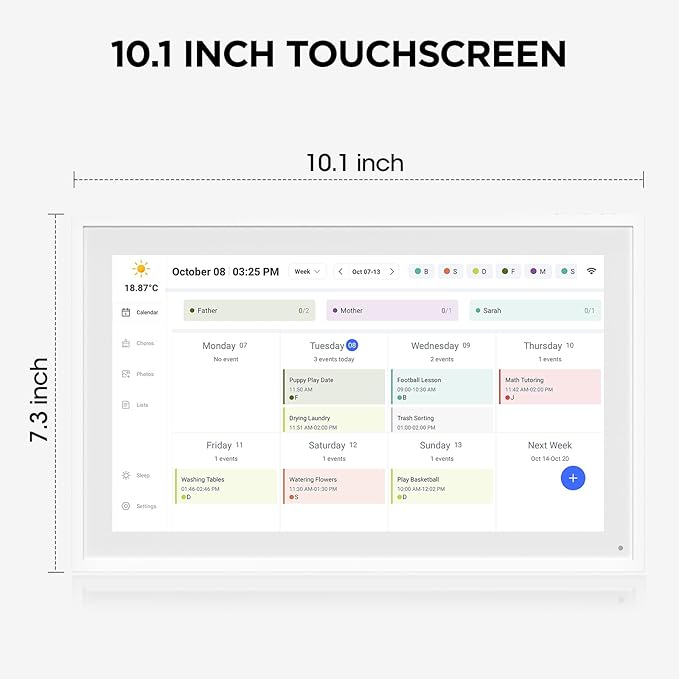 10.1 Inch Smart Digital Calendar, Electronic Desk Calendar, 1920 * 1080 IPS Full HD Touch Screen Display for Family Meal Planner Support - Streamline Household Organization