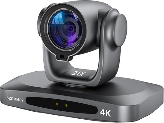 PTZ Camera 4K 21X Optical Zoom, HDMI, 3G-SDI, USB, POE IP Streaming, AI Auto Tracking PTZ Conference Room Camera for Church Services, Worship, Education, YouTube Facebook