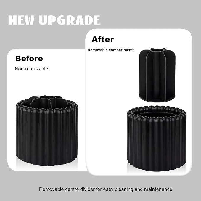 Anyoifax 360 Rotating Makeup Brush Holder 7 Slots Make Up Brush Organizer Removable Spinning Cosmetic Brushes Storage Pen Holder for Vanity, Dresser, Desk, Black