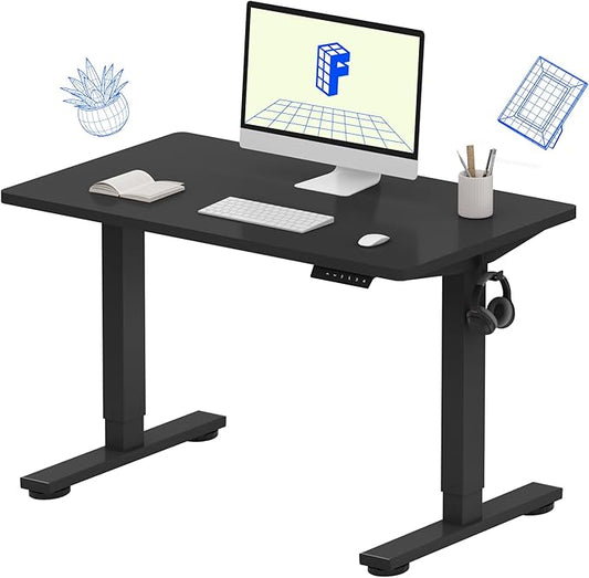 FLEXISPOT EN1 Whole-Piece Standing Desk 40 x 24 Inches Electric Height Adjustable Small Desk for Home Office (Black Frame + 40 in Black Top)