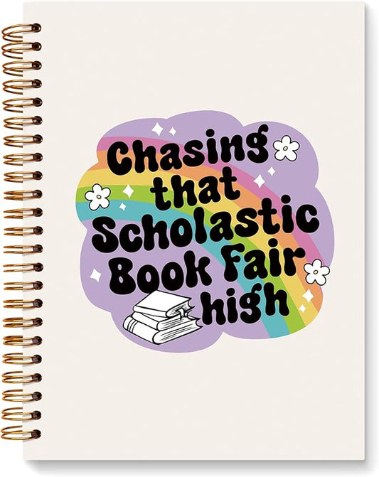 JXREQ Cute Rainbow Book Notebook Journal Bookish Gifts for Book Lovers, Journaling Notbooks for Work Office School Women Girls Gifts, Preppy Bookish Spiral Notebooks 5.5x8.3