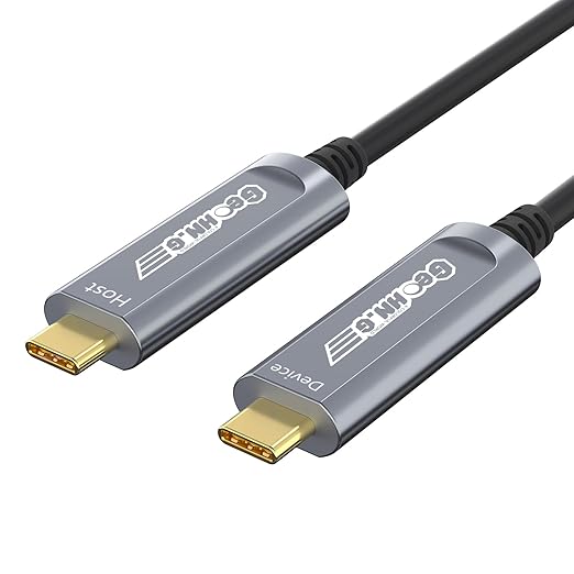USB C to C Fiber Optic Extension Cable 30M/100FT, USB 3.2 10Gbps Long Distance Active Optical USB C GEN2 Cable for VR/AR, Quest2, Webcam, Camera, Mini PC and More - Grey