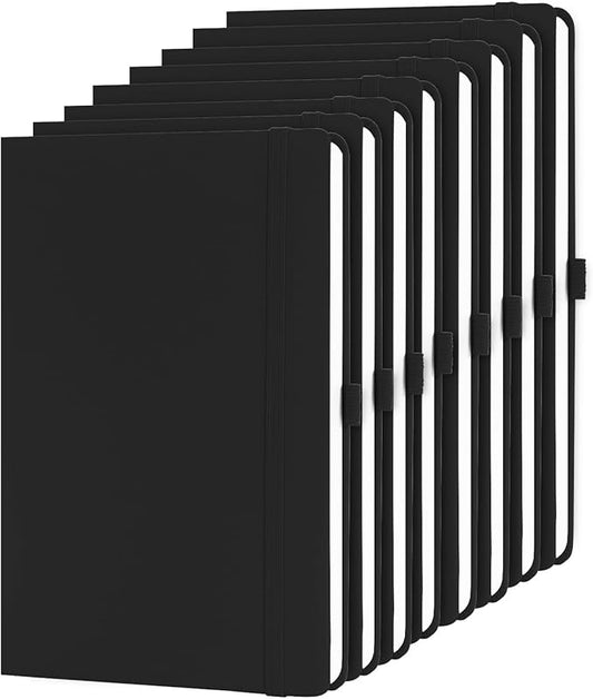 KODAPAGE Black A5 Liend Journal Notebook, 7mm College Ruled Notepad, Journaling for Writing, Work, School, Travel and Note Taking, Hardcover 224 Pages (112 Sheets) 5.5 x 8.3 inches (8 Pack)