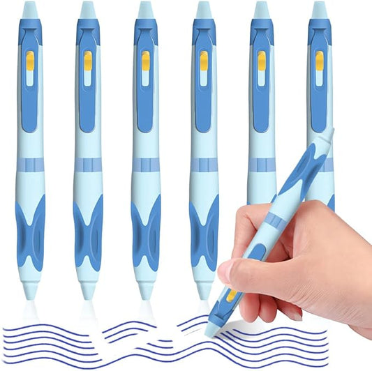 M&G 6 Pcs Retractable Erasable Gel Pens, 0.5 mm Blue Ink Gel Pen, Extra Fine Point Erasable Pen Make Mistakes Disappear, Premium Comfort Grip Note Taking and Crossword Puzzles