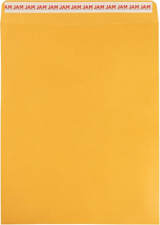 JAM PAPER 11 1/2 x 14 1/2 Open End Catalog Commercial Envelopes with Peel and Seal Closure - Brown Kraft Manila - Bulk 250/Box