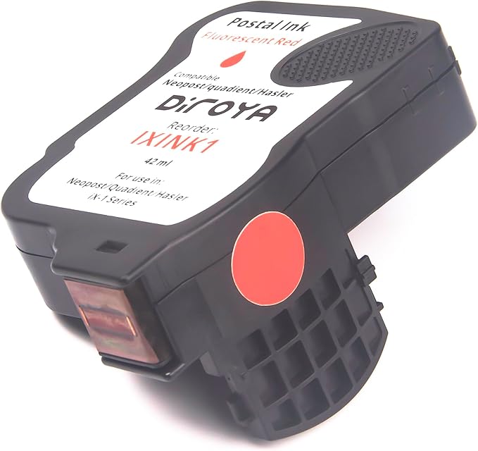 IXINK1 Ink Cartridge High Yield Replacement for Neopost Quadient Hasler iX-1 Series Franking Machine A0146668 Fluorescent Red Postage Meter Ink