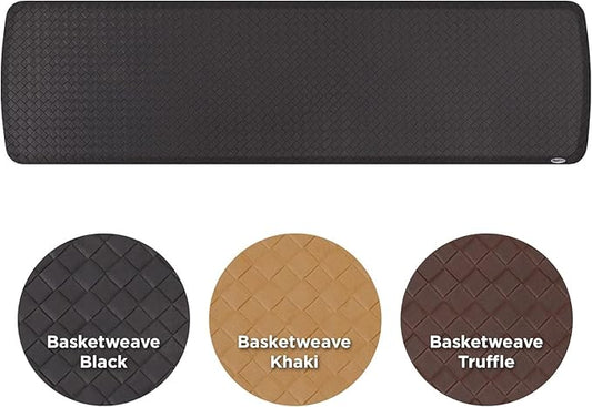 GelPro Elite Premier Gel & Foam Cushioned Anti-Fatigue Kitchen Floor Comfort Mat, Padded Stain-Resistant, Waterproof, Non-Slip Comfort Padded Desk/Office Mat, 20" x 72", Basketweave Black