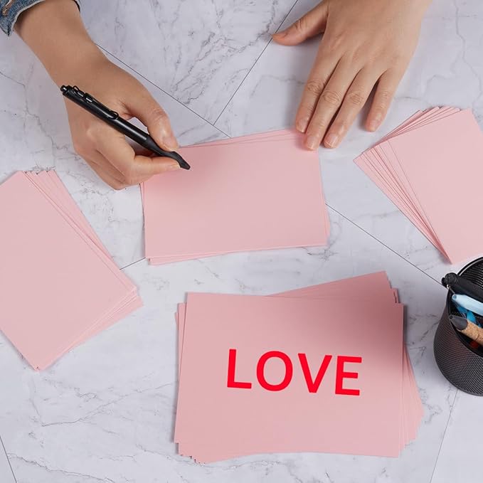 50 Sheets Blank Cardstock Paper 250 GSM Thick Heavy Cards Stock for DIY Art Projects, Card Making, Postcards, Greeting Cards, Birthday Party, Wedding Invitation (Pink, 5x7 inches)