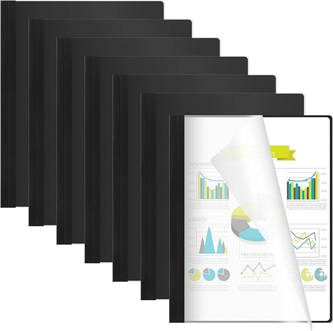 10 Pcs Thermal Binding Covers, 8.5 x 11 Inch Letter Size, 1 Inch Spine Holds 240 Sheets, Clear Front Paper Back Report Cover Suitable for Schools Offices Presentation(Black)