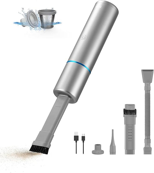 Brigii Crevice Vacuum, Handheld Vacuum & Air Duster & Hand Pump 3 in 1, Cordless Mini Vacuum, 3 Kinds of Crevice Nozzles, Lightweight 1lbs,USB Rechargeable-M2