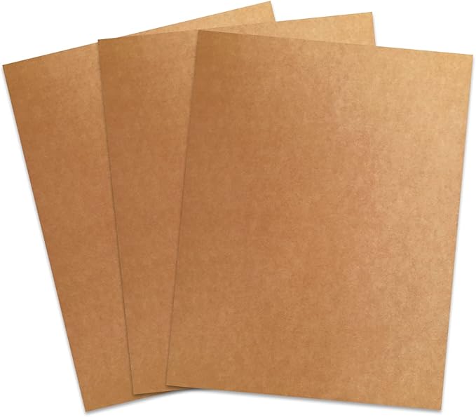 Binditek 100 Pack 12 Mil Paper Binding Covers, 230GSM (85lb), Brown Cardstock, 8.5 x 11", Kraft Paper, Un-Punched, Invitations, DIY