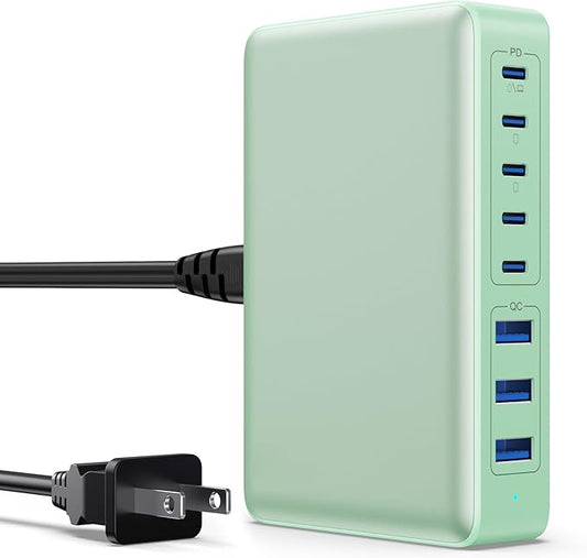 USB C Charger 300W USB C Charger Block 8-Ports GaN IV Fast Charging Station,PD 100W Laptop Charging Hub Wall Adapter Compatible with MacBook/Air,DELL,Steam Desk,iPhone 16/15/14,Galaxy S24 etc