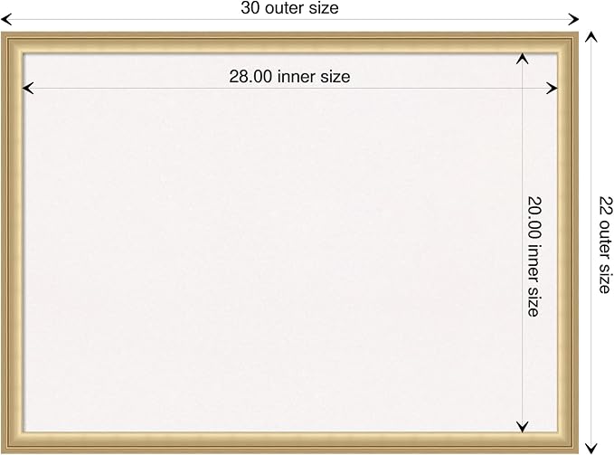 Amanti Art White Cork Board for Wall, 22x30 Vision Board with Gold Frame, Medium Corkboard Office Decor for Home Organization, Casual Corkboard Pinboard to display items for home organization