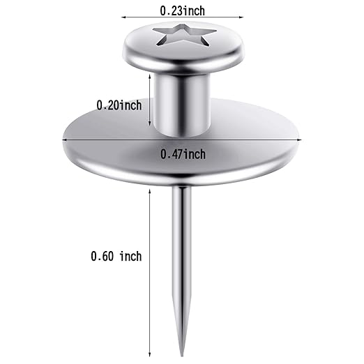 Push Pins Picture Hangers Double Headed Thumb Tacks Wall Hooks for Wall Hangings Picture Hangers Nails Small Photo Hanging Hook Pins for Home Office Photo Decor(Silver,50 Pieces)
