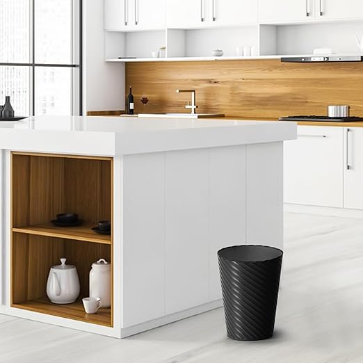 Bathroom Trash Can, 3 Pack 1.8 Gallons Small Trash Can with Trash Bags, Bathroom Garbage Can, Plastic Trash Bin, Round Waste Basket for Bedroom, Office, Kitchen, Room, Compact Space (Black)