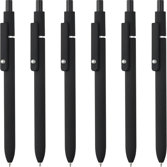 LINFANC 6 Pack Gel Pens, Black Ink Pens Fine Point Smooth Writing Pens Bulk, Soft Touch Cute Pens Aesthetic School Supplies, 0.5mm Black Pens for Journaling, Cute Office Supplies for Women & Men