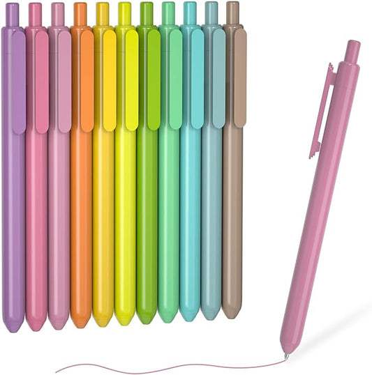 Shuttle Art Colored Retractable Gel Pens, 11 Vintage Ink Colors, Cute Pens 0.7mm Medium Point Quick Drying for Writing Drawing Journaling Note Taking School Office Home