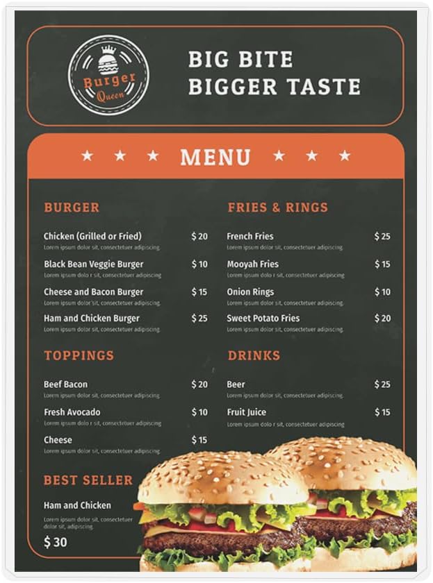 StoreSMART® - Rigid Plastic Menu - 8.5" x 14" - 10-Pack - HPP812X14-MENU-10