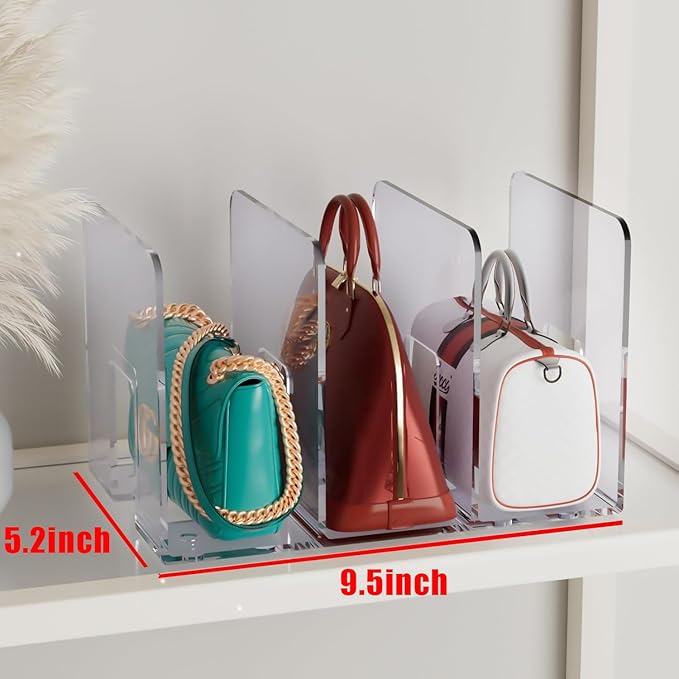 4PCS purse organizer for closet,handbag storage,book holder,bag organizer,acrylic desk file organizer,clutch divider,desk accessories workspace organizers