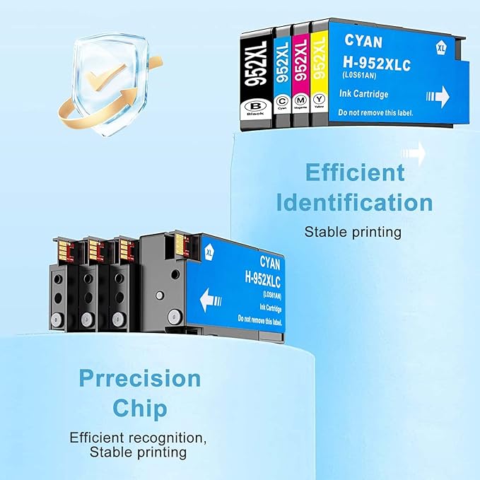 Black High-Yield Ink Cartridge Replacement for HP 952 XL Ink Cartridges Use with Officejet Pro 7740 8210 8710 8720 8740 8715 7720 8725 8730 8216 (4 Packs)