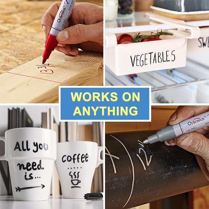 Overseas Permanent Paint Pens Light Blue Markers - 2 Pack Single color Oil Based Paint Markers, Medium Tip, Quick Drying and Waterproof Marker Pen for Metal, Rock Painting, Wood, Plastic, Canvas, Mugs